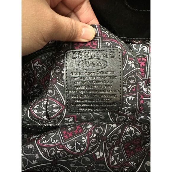 Brighton Black Croc Embossed Patent Leather Large Hobo‎ Shoulder Bag - Picture 8 of 9